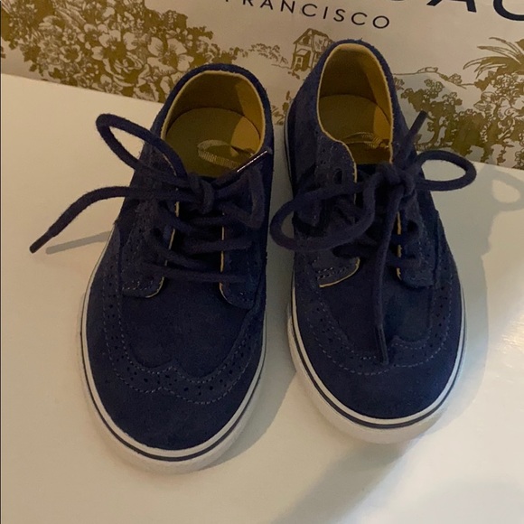 Janie and Jack navy wingtip sneakers #1 - Picture 2 of 5
